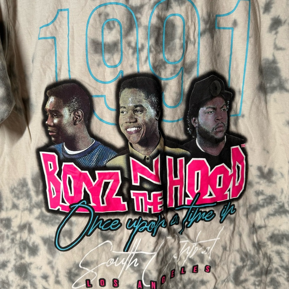 Boyz N The Hood Graphic Tee Grey Tie Dye Movie T-Shirt 1991 South Central Small - Picture 2 of 6